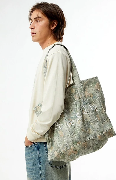 MUSEUM OF PEACE & QUIET Wordmark Camo Tote Bag