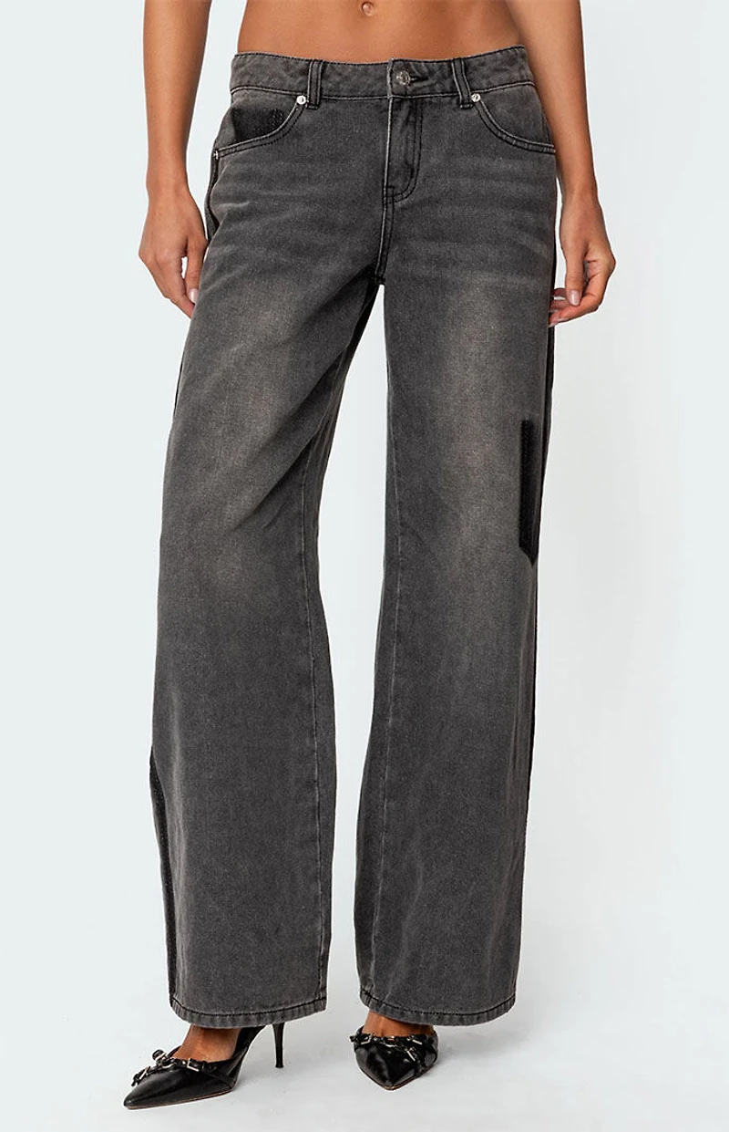Edikted Contrast Pocket Washed Low Rise Jeans