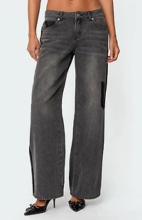 Edikted Contrast Pocket Washed Low Rise Jeans