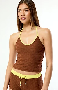 Goldie Brown Textured Margo Tank Bikini Top