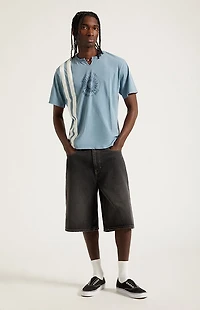 Pacsun Austin Extreme Baggy Denim Shorts Washed Black