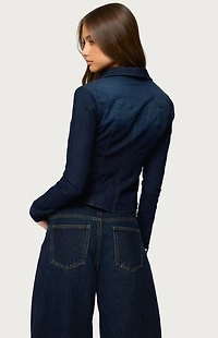Edikted Shylo Stretchy Denim Button Up Shirt