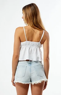 LA Hearts Linen V-Neck Babydoll Tank Top