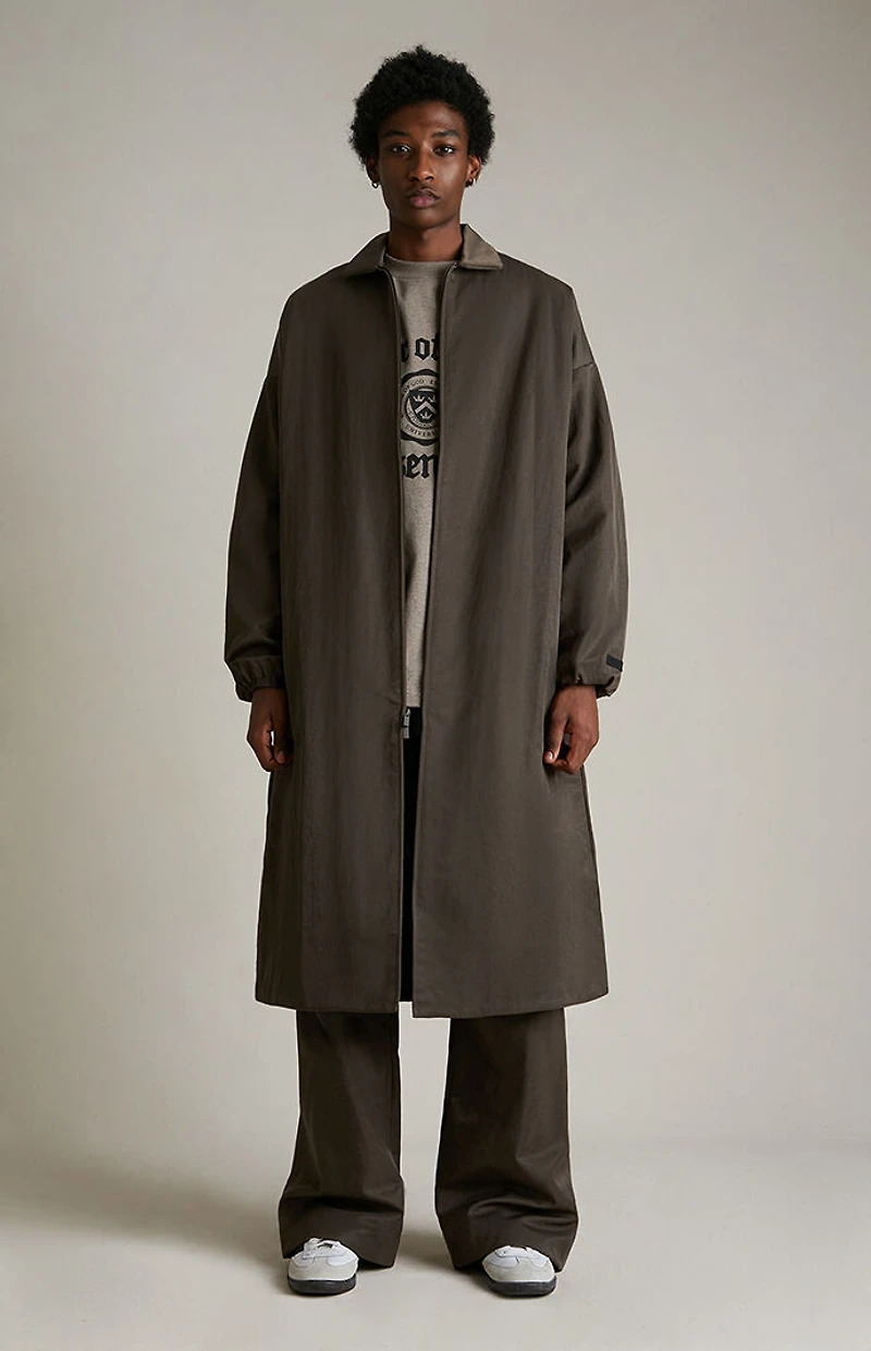 Fear of God ESSENTIALS Brown Textured Nylon Trench Coat