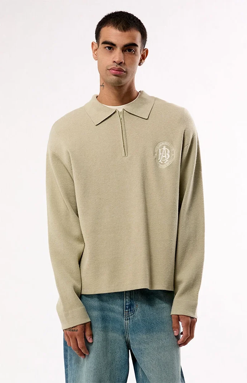 Pacsun Green Le Palais Quarter Zip Polo Sweater