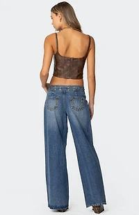 Edikted Stud & Grommet Low Rise Jeans