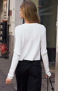 John Galt White Zoe Cable Knit Cardigan
