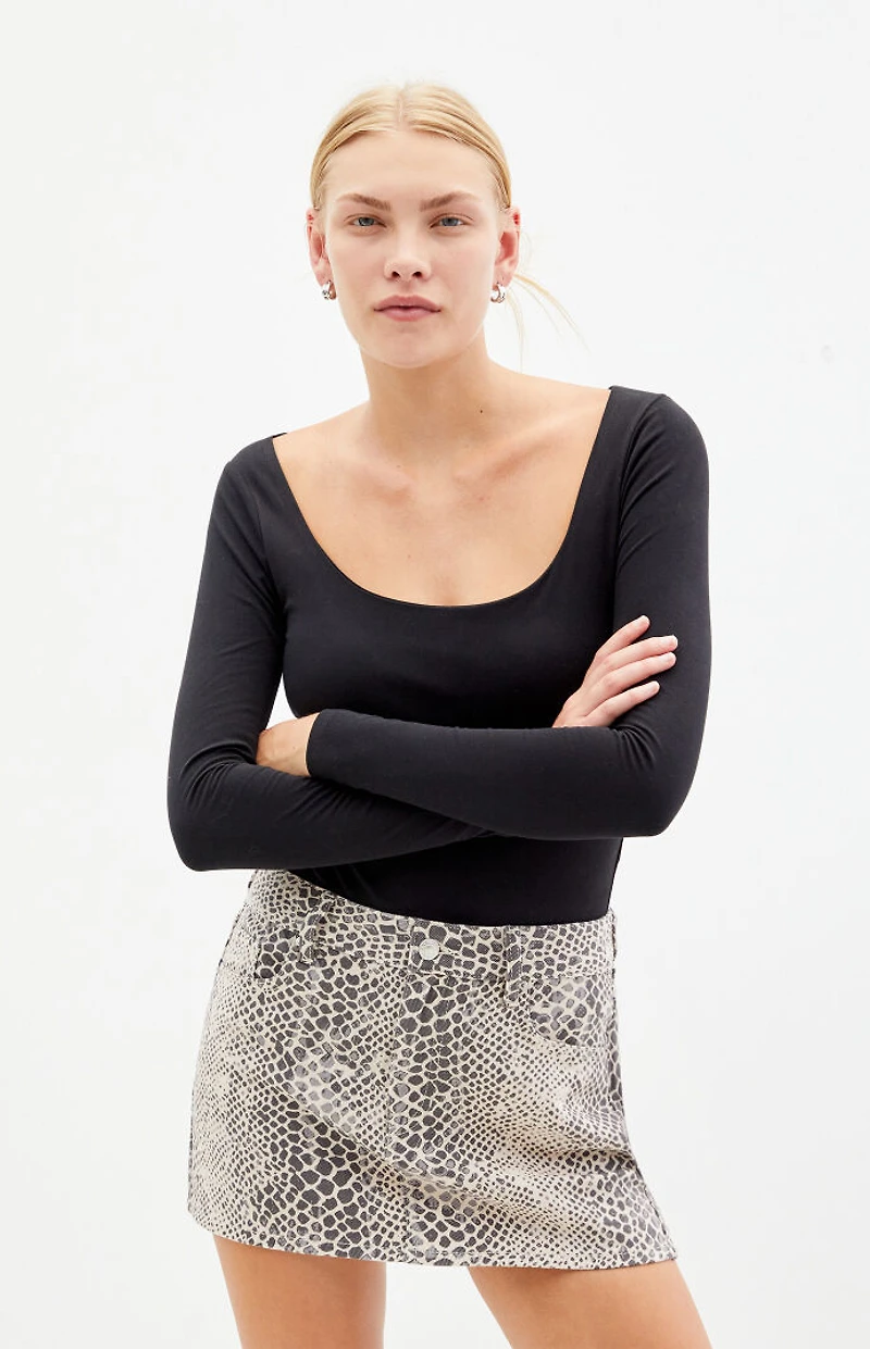 Pacsun Snake Mid Rise Denim Mini Skirt