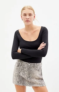 Pacsun Snake Mid Rise Denim Mini Skirt