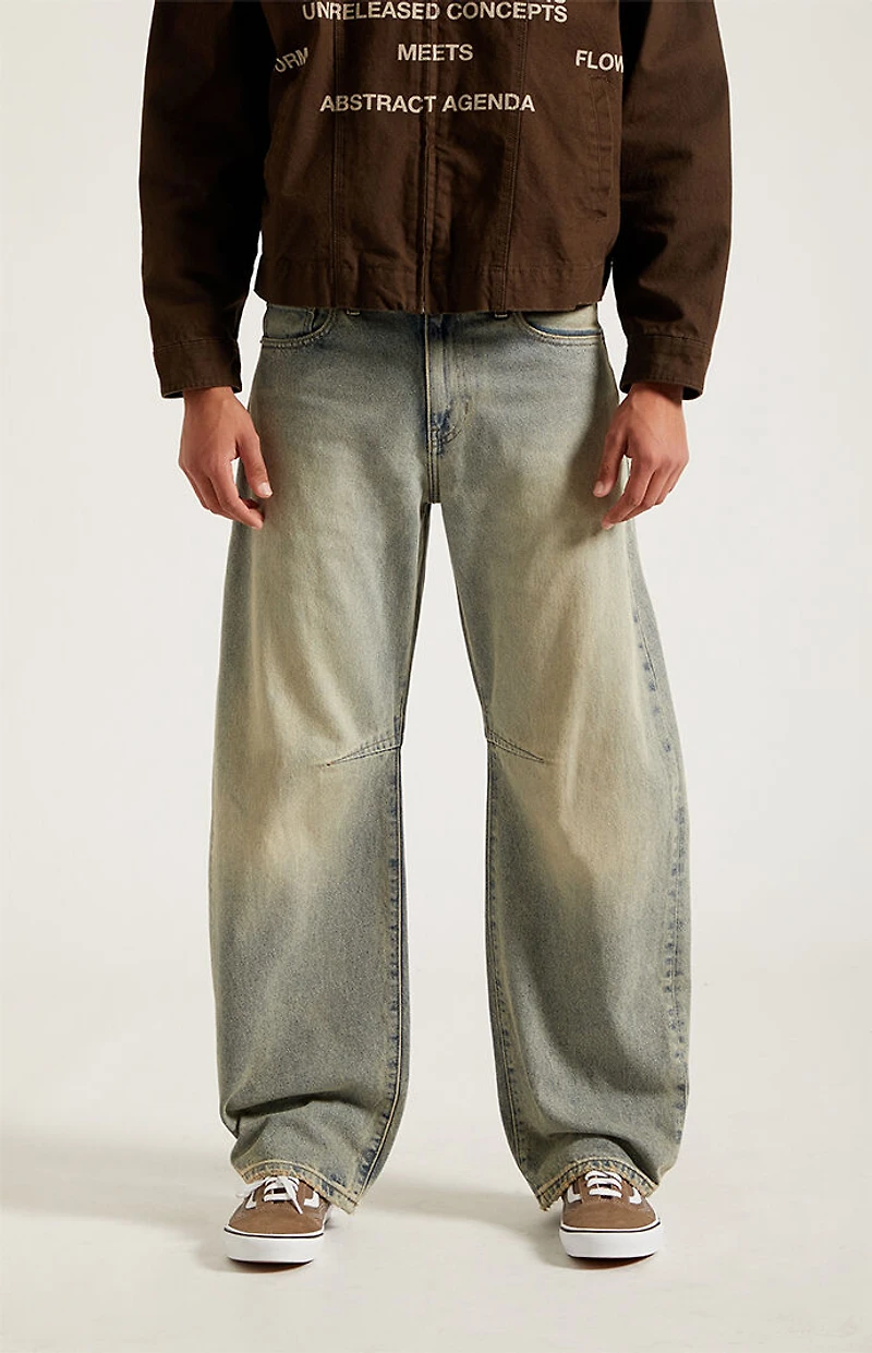 Pacsun Mason Baggy Barrel Jeans Medium Blue Tinted