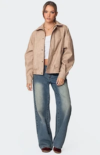 Edikted Mori Oversized Faux Leather Jacket