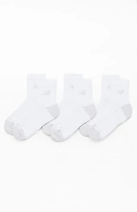 New Balance 3 Pack White Active Quarter Socks