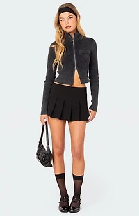 Edikted Torey Washed Zip Up Cardigan