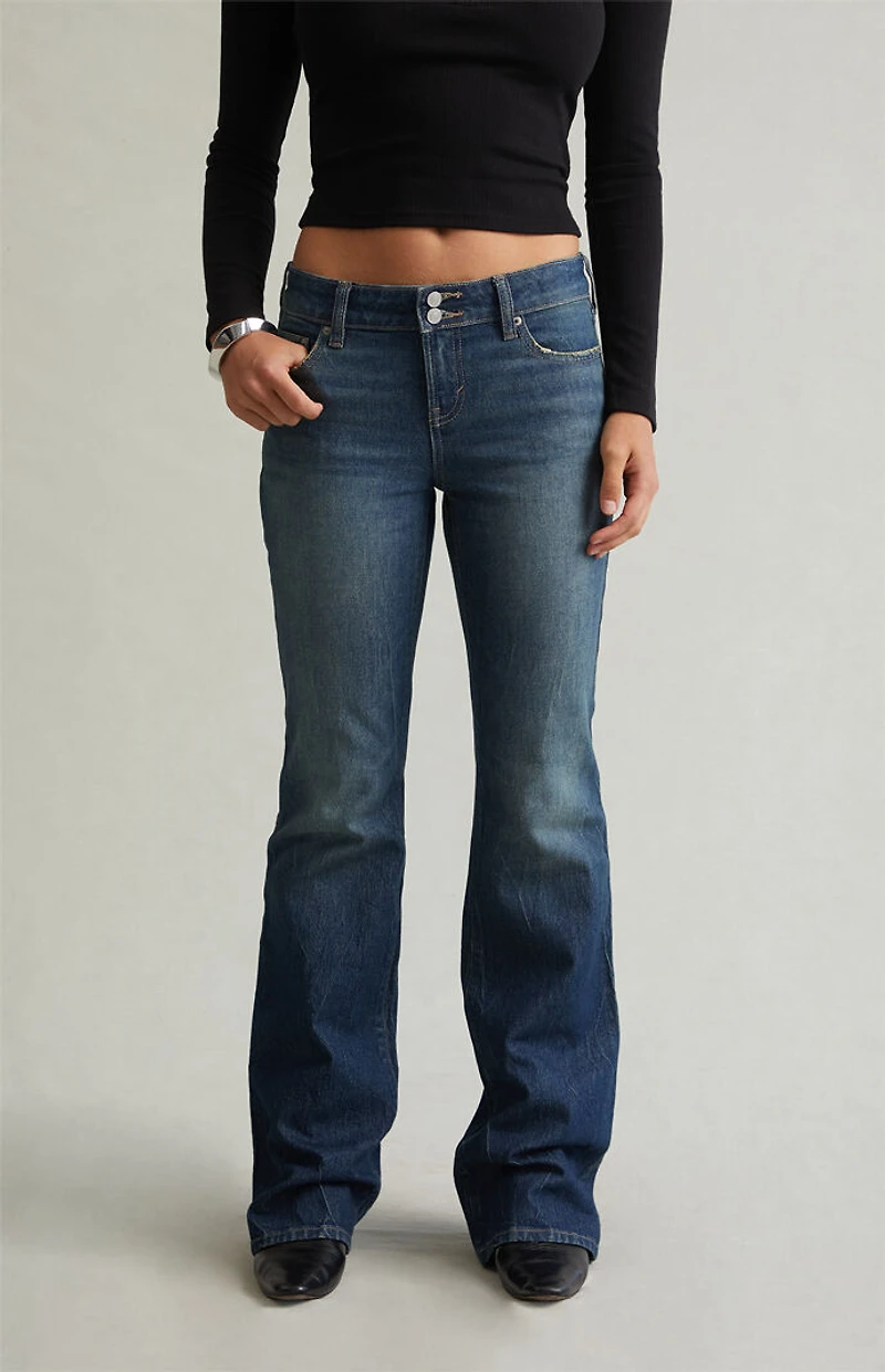Pacsun Jade Low Rise Bootcut Jeans Stretch Tinted Dark Blue