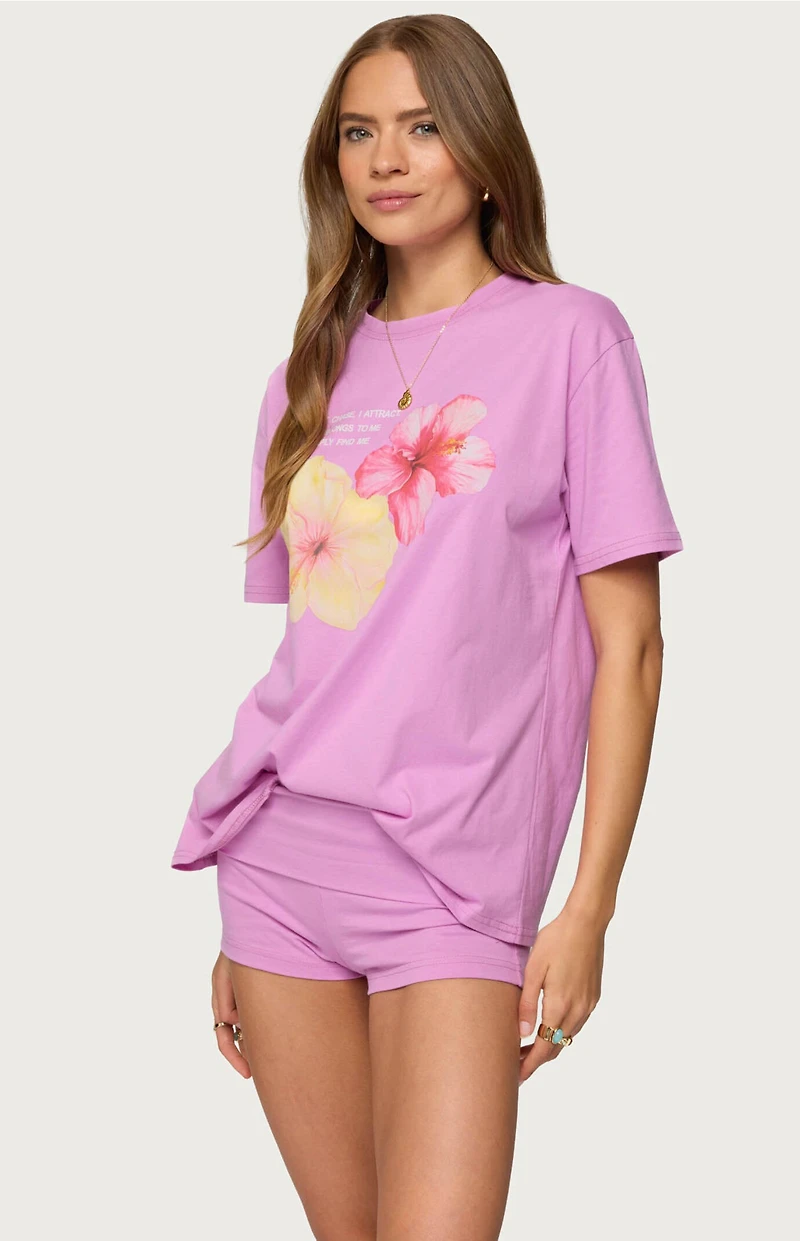 Edikted Fleur Hibiscus Graphic T-Shirt