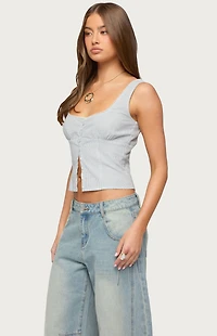 Edikted Katiya Pinstripe Button Up Top