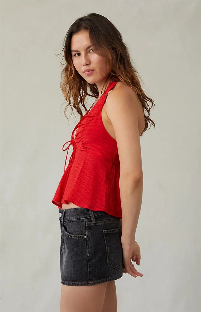 Pacsun Piper Black Contrast Stitch Low Rise Denim Micro Mini Skirt