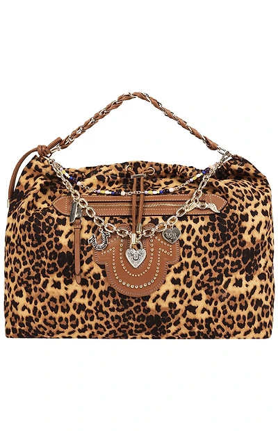 True Religion Leopard Print Soft Hobo Bag