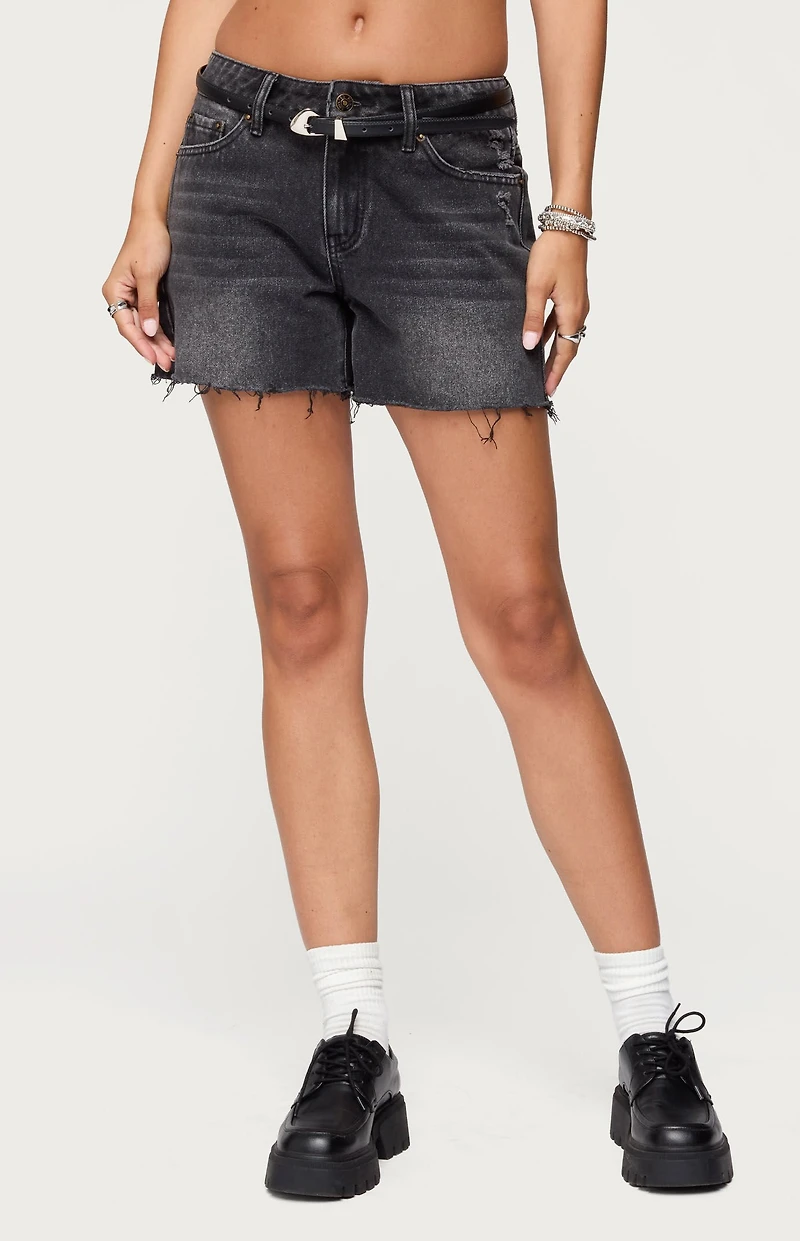 Edikted Scottie Low Rise Denim Shorts