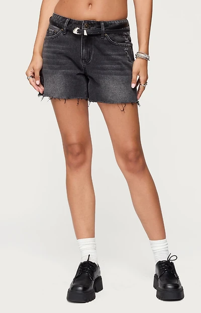 Edikted Scottie Low Rise Denim Shorts