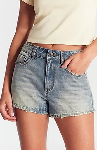 Pacsun Medium Indigo Distressed Denim Mom Shorts
