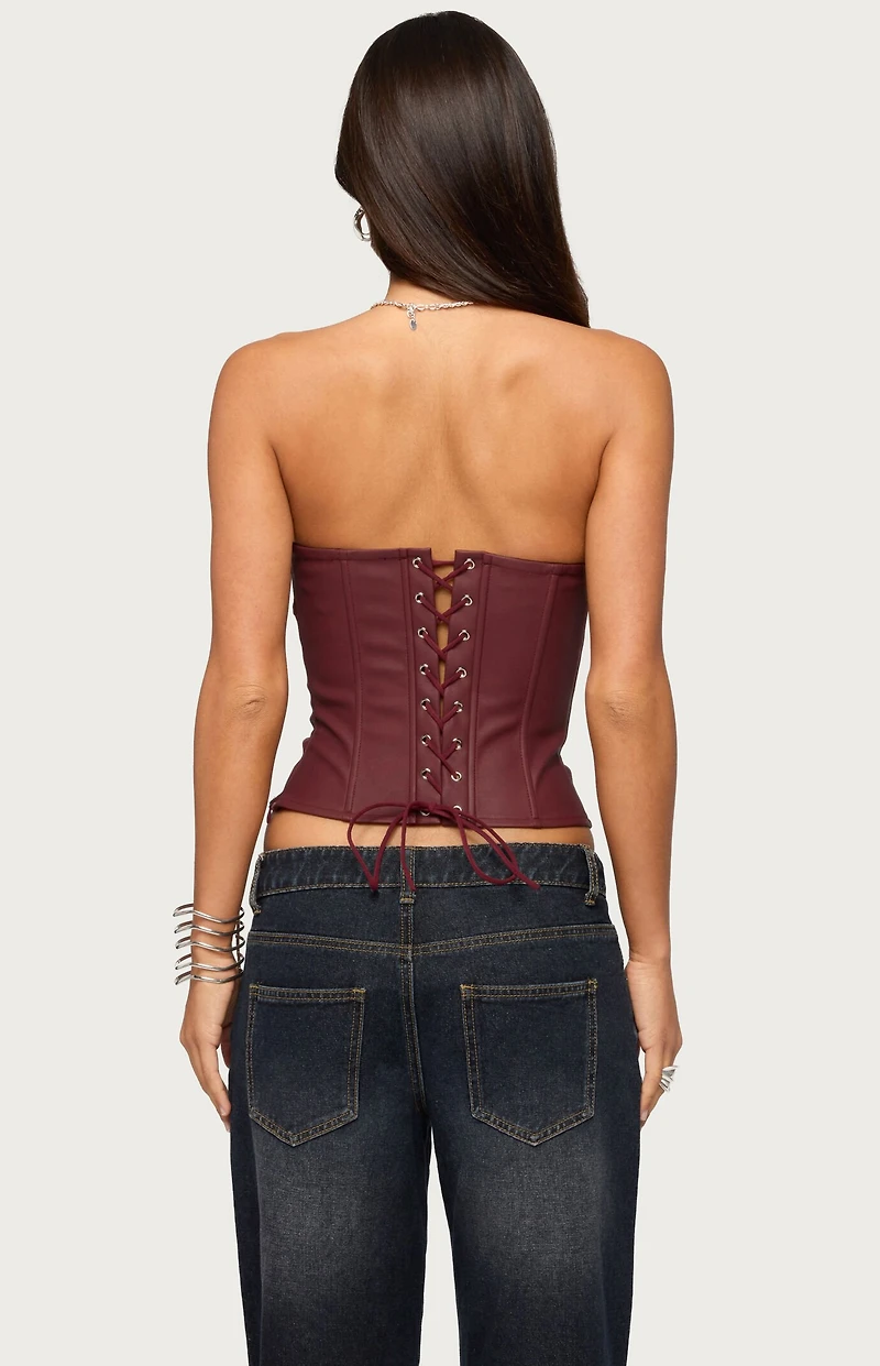 Edikted Izara Studded Faux Leather Corset