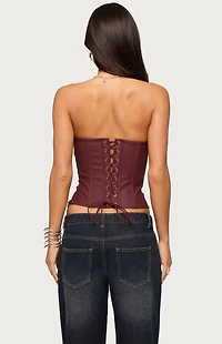 Edikted Izara Studded Faux Leather Corset