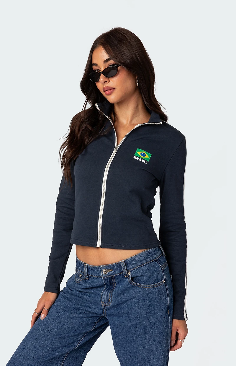 Edikted Brasil Zip Up Sweatshirt