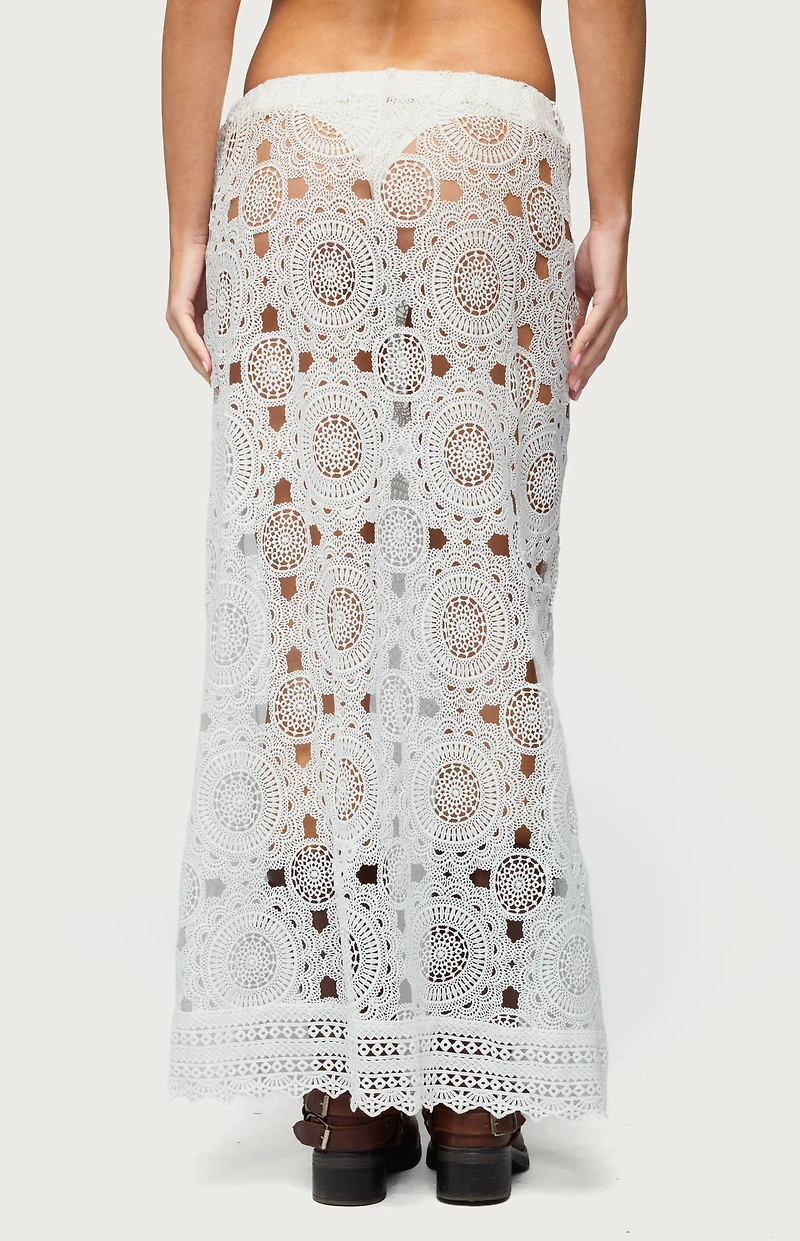 Edikted Milana Slit Sheer Lace Maxi Skirt