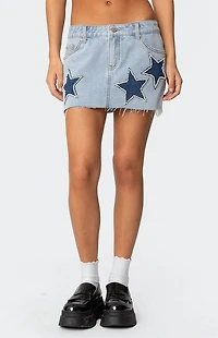 Edikted Shining Star Denim Mini Skirt