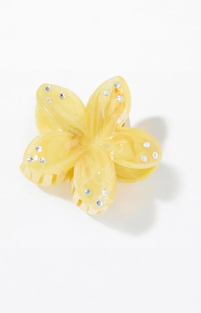 LA Hearts Yellow Plumeria Rhinestone Hair Claw Clip