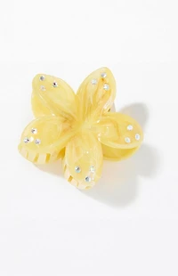 LA Hearts Yellow Plumeria Rhinestone Hair Claw Clip