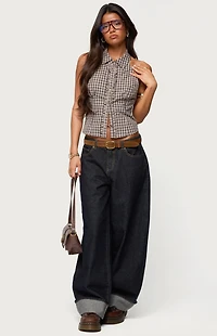 Edikted Imrie Plaid Collared Halter Top