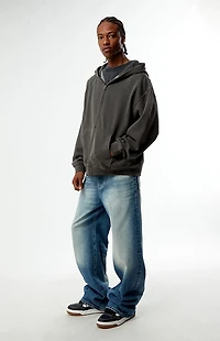 Pacsun Black Vintage Washed Full Zip Hoodie