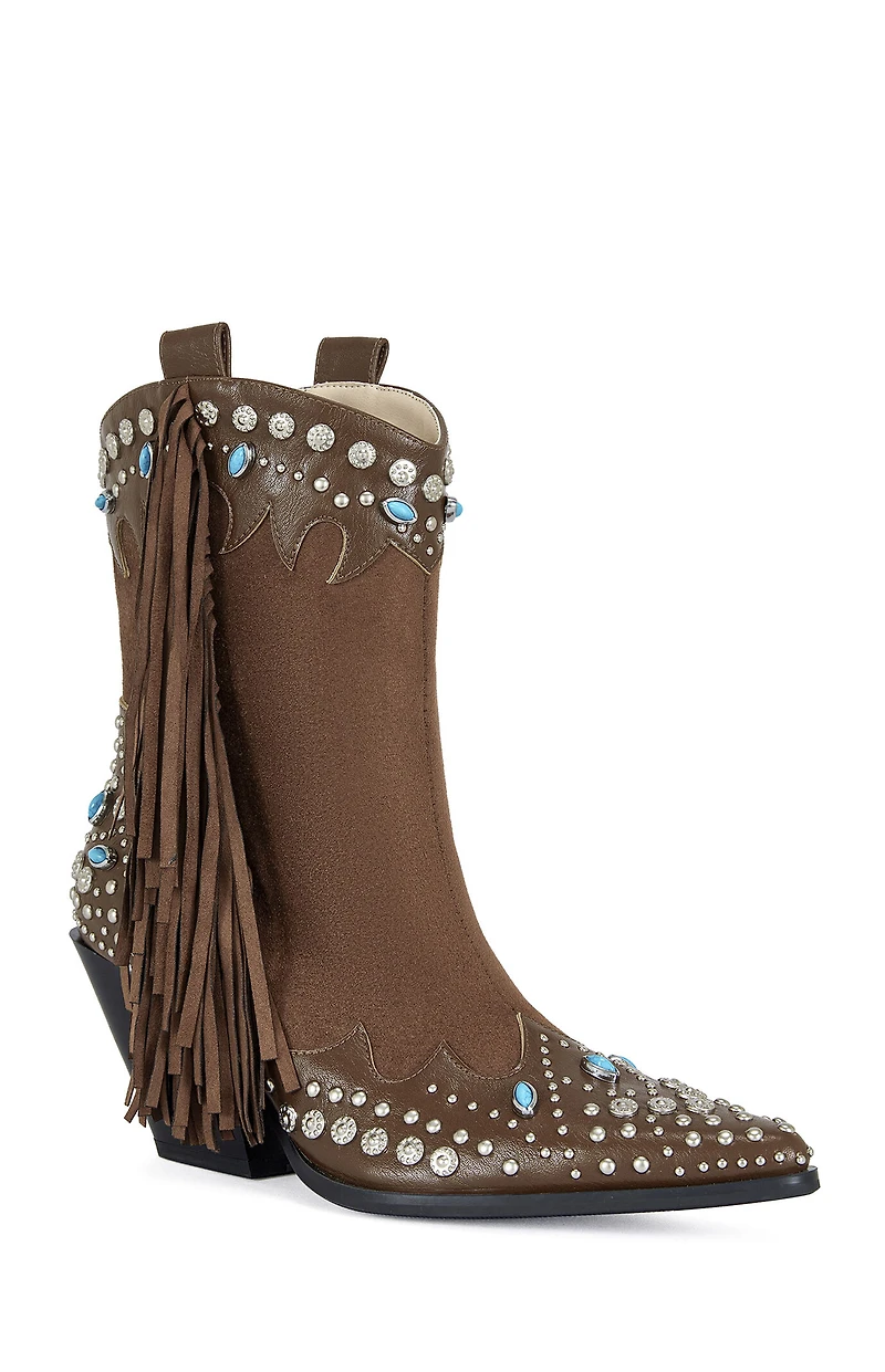 AZALEA WANG Women's Brown Anorak Block Heel Booties