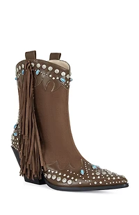 AZALEA WANG Women's Brown Anorak Block Heel Booties