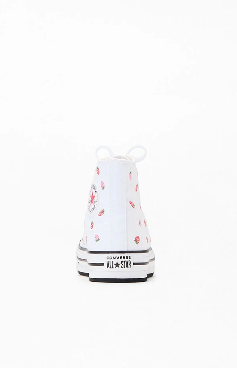 Converse Kids Chuck Taylor Embroidered Strawberries All Star Lift High Top Platform Shoes