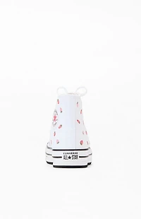Converse Kids Chuck Taylor Embroidered Strawberries All Star Lift High Top Platform Shoes