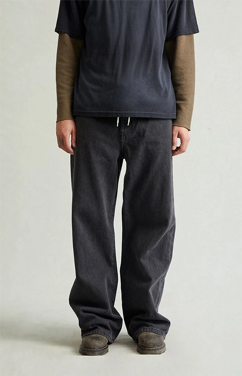 Pacsun Blake Extreme Baggy Jeans Drawstring Graphic Faded Black