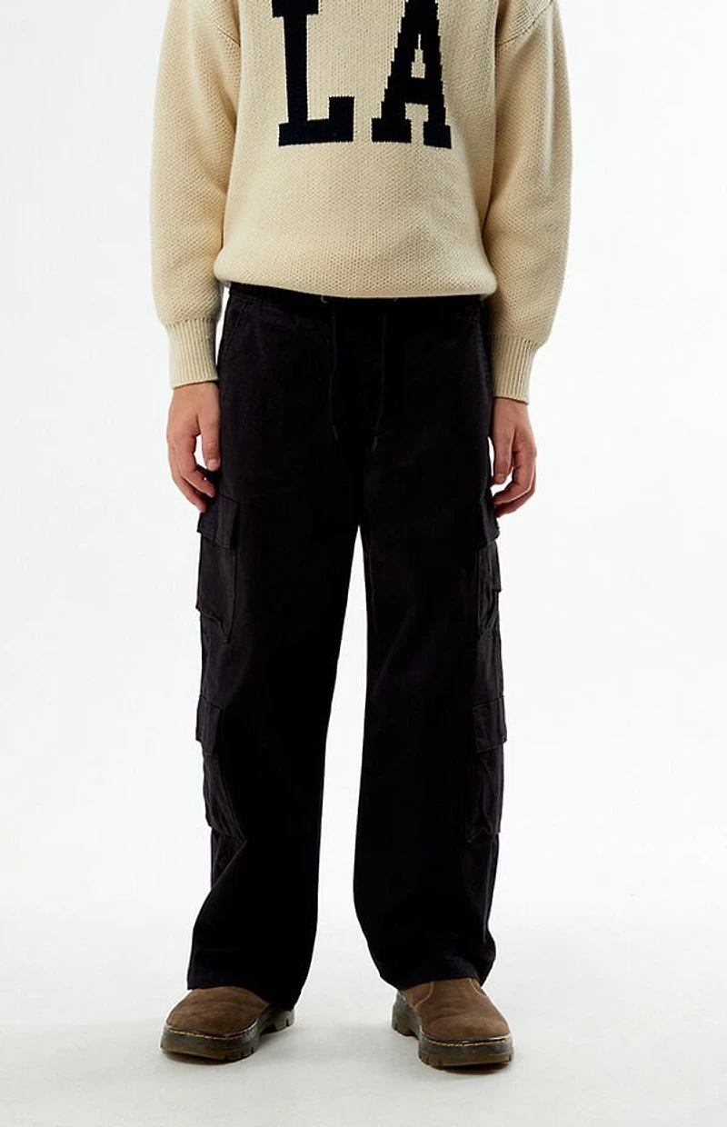 Pacsun Kids Porter Baggy Pants Stretch E-Waist Cargo Black
