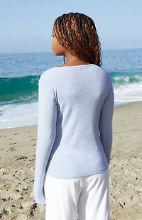 John Galt Blue & White Striped Long Sleeve Top