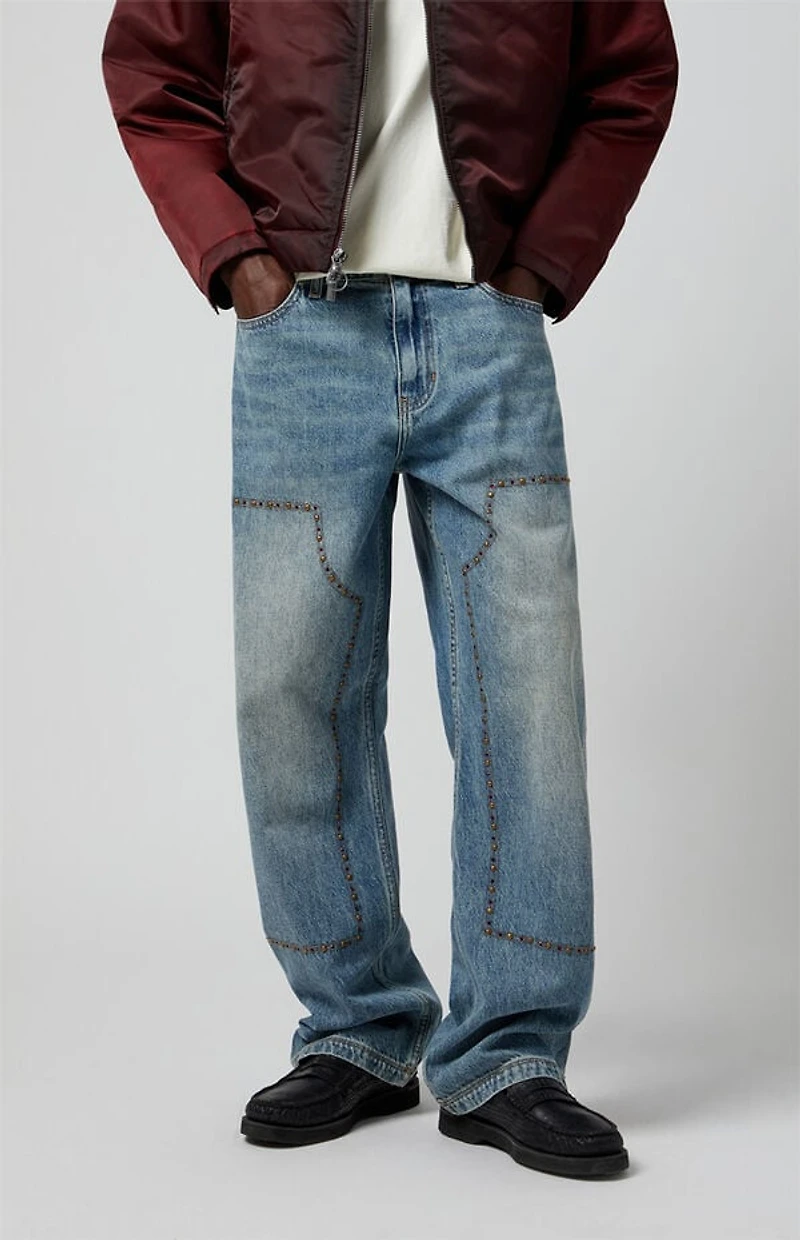 Pacsun Dylan Baggy Jeans Carpenter Studded Medium Blue