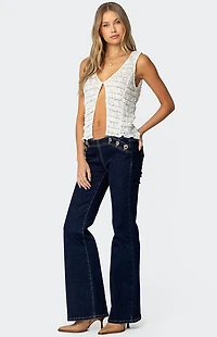 Edikted Evolet Sheer Lace Split Front Top