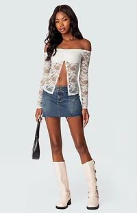 Edikted Donnie Washed Denim Mini Skirt