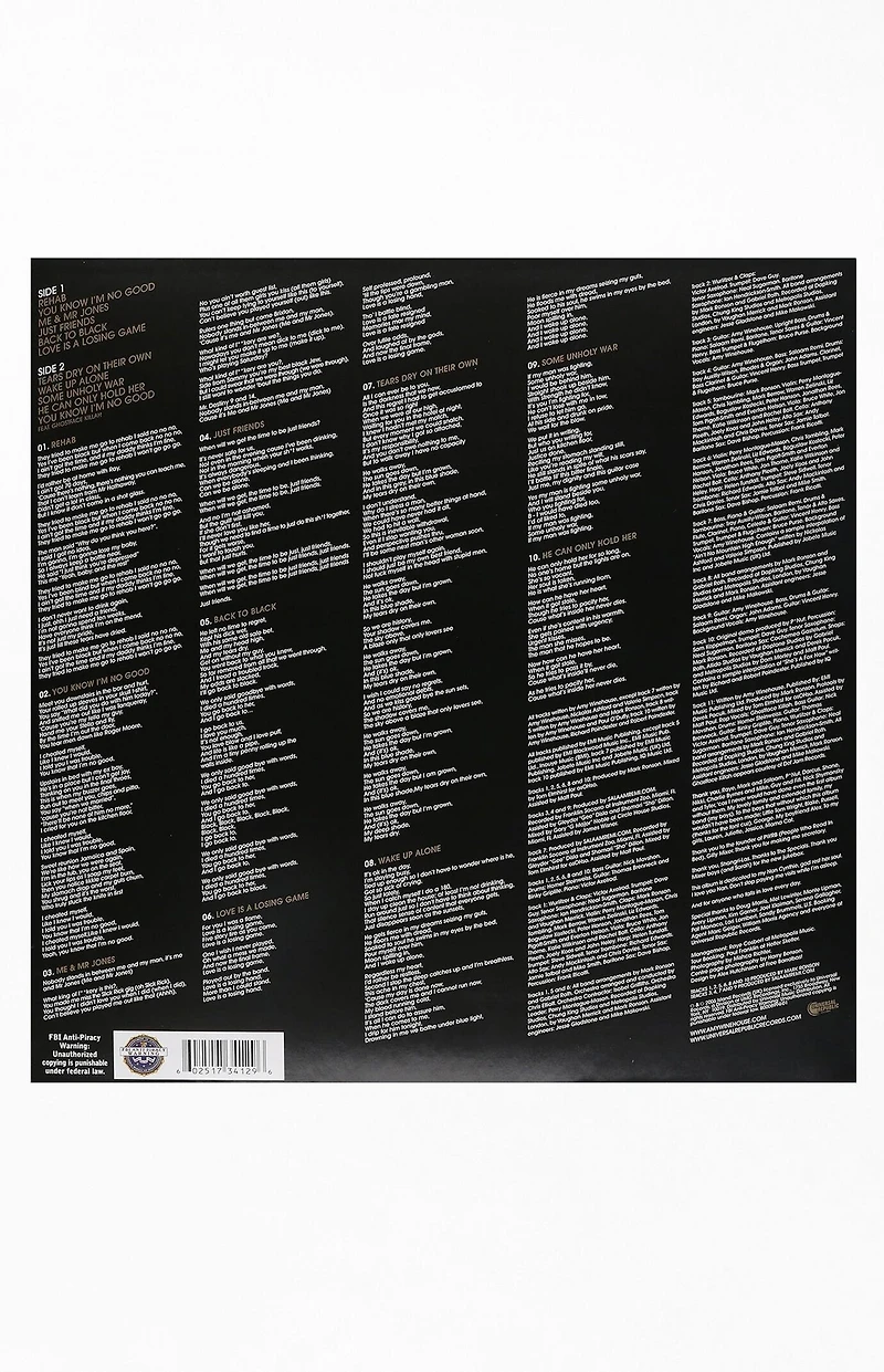 Amy Winehouse Back To Black (US Version) Vinyl Record