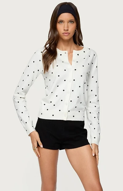 Edikted Shea Polka Dot Knitted Cardigan