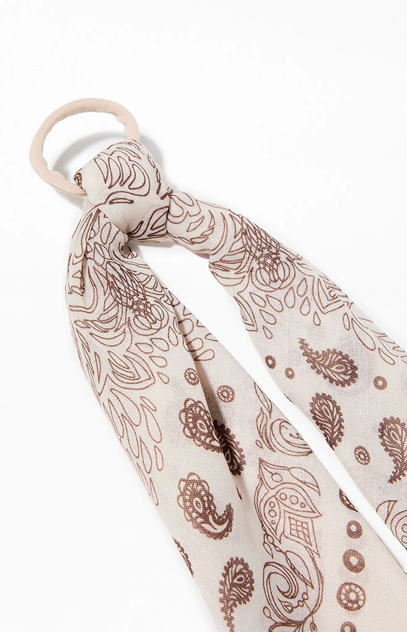 LA Hearts Cream Bandana Scarf Hair Tie