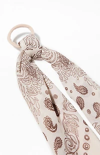 LA Hearts Cream Bandana Scarf Hair Tie