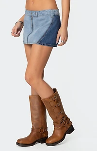 Edikted Reni Contrast Zip Denim Mini Skirt