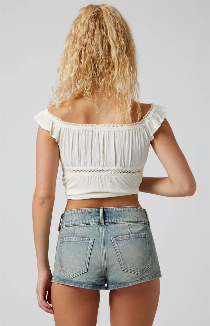 Pacsun Stretch Medium Indigo Micro Denim Shorts
